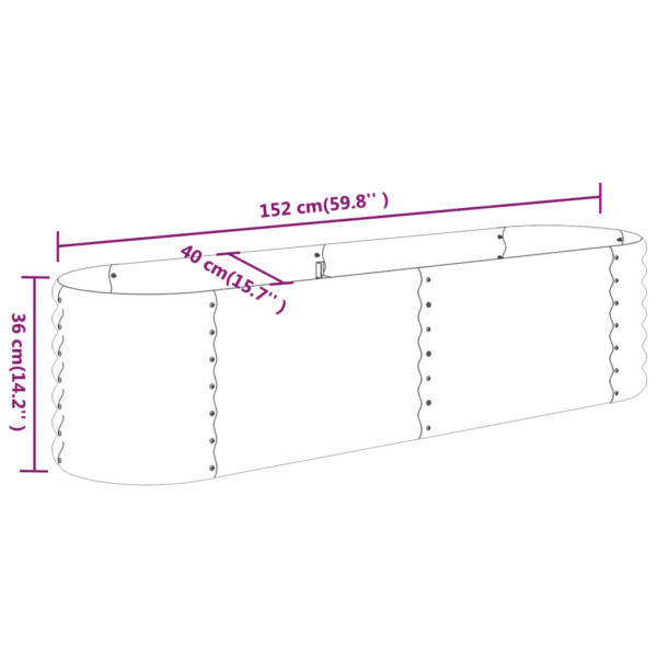 Roheline ovaalne galvaniseeritud terasest taimelava 152 x 40 x 36 cm - 6