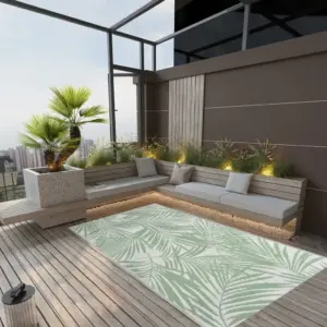 Õuevaip ARAKIL, roheline jacquard-mustriga, 120 x 180 cm, polüpropüleenist