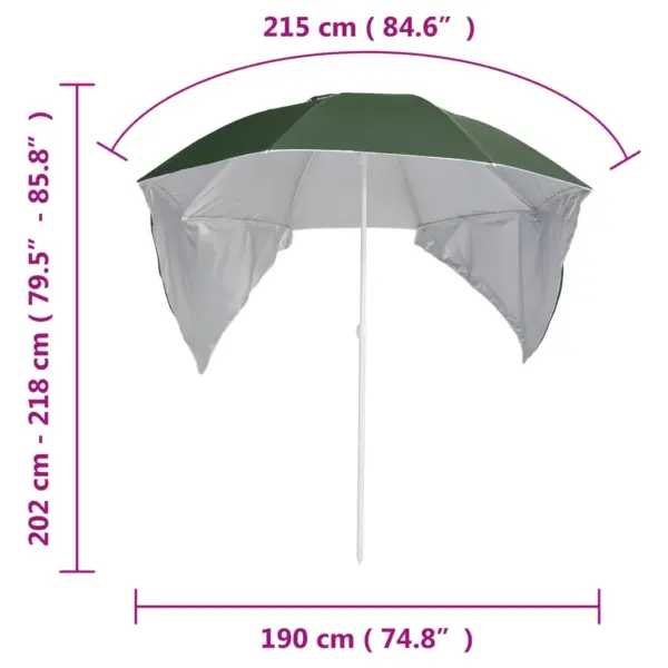 Roheline rannapäikesevari eemaldatavate külgseintega, 190 cm - 9