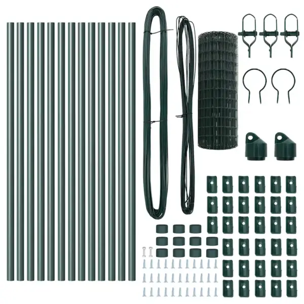 Roheline eurovõrkaia komplekt postidega, teras ja PVC, 0,8 x 25 m – 6