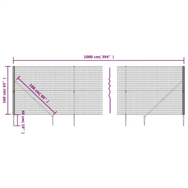 Roheline PVC-kattega traataia komplekt vaiadega, 1,6 x 10 m - 6