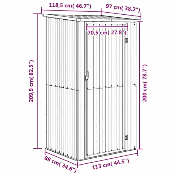 Aiakuur lukustatava uksega, roheline tsingitud teras, 118,5 x 97 x 209,5 cm – 8