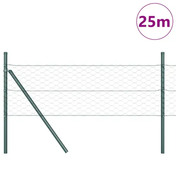 Roheline võrkaia ja postide komplekt, 25 x 0,4 m, 50 mm võrk, teras ja PVC – 3