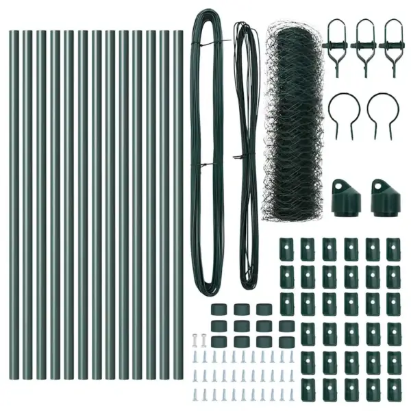 Roheline võrkaia ja postide komplekt, 25 x 0,4 m, 50 mm võrk, teras ja PVC – 5