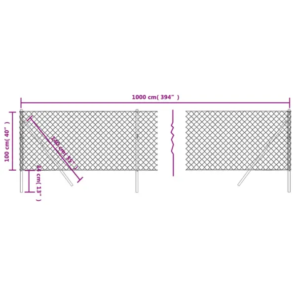 Roheline PVC-kattega võrkaia komplekt postidega, 1 x 10 m, 60 x 60 mm – 5