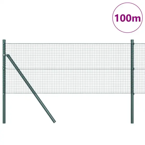 Roheline võrkaia komplekt postidega, 100 x 0,4 m, teras ja PVC, 19 x 19 mm võrk – 3