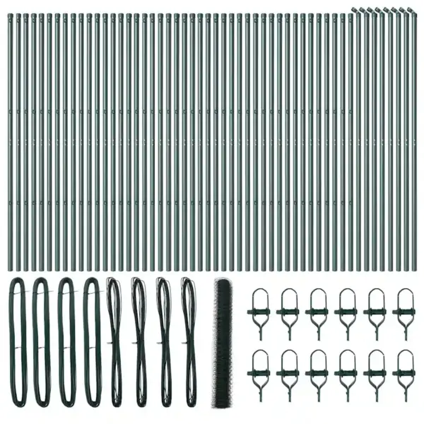 Roheline võrkaia ja aiapostide komplekt, 100 x 1,2 m, 50 mm võrk, teras ja PVC – 2