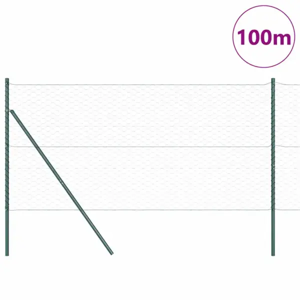 Roheline võrkaia ja aiapostide komplekt, 100 x 1,2 m, 50 mm võrk, teras ja PVC – 3