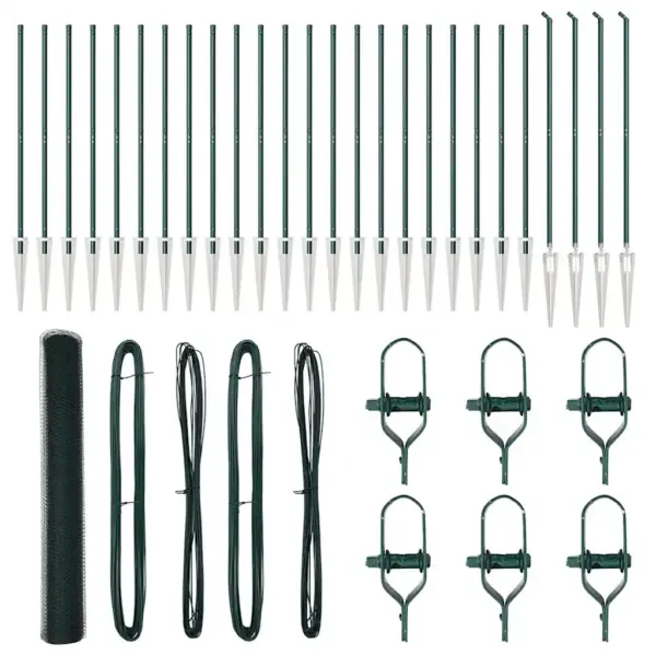 Roheline võrkaia komplekt postidega, teras ja PVC, 50 x 1,4 m, 13 mm silmaga – 2