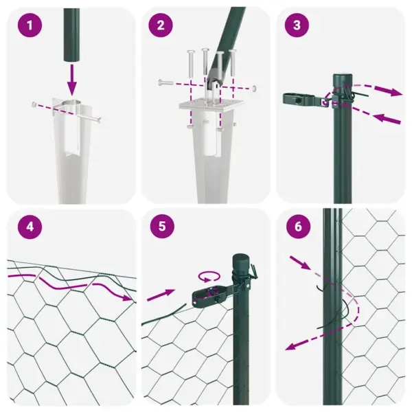Roheline võrkaiakomplekt terasest ja PVC-st, 50 x 1,4 m, 25 mm võrk – 13