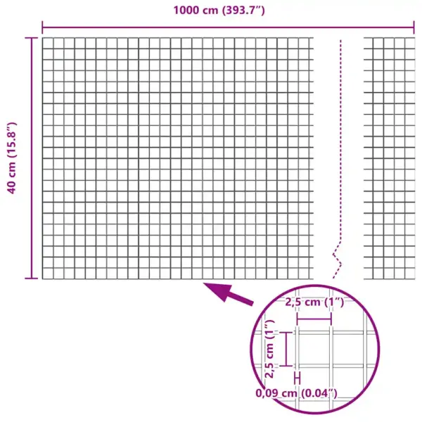 Roheline võrkaiakomplekt postidega, teras ja PVC, 0,4 x 10 m – 12