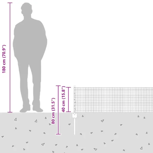 Roheline võrkaiakomplekt postidega, teras ja PVC, 0,4 x 10 m – 13