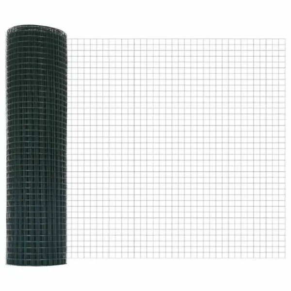 Roheline võrkaiakomplekt postidega, teras ja PVC, 0,4 x 10 m – 6