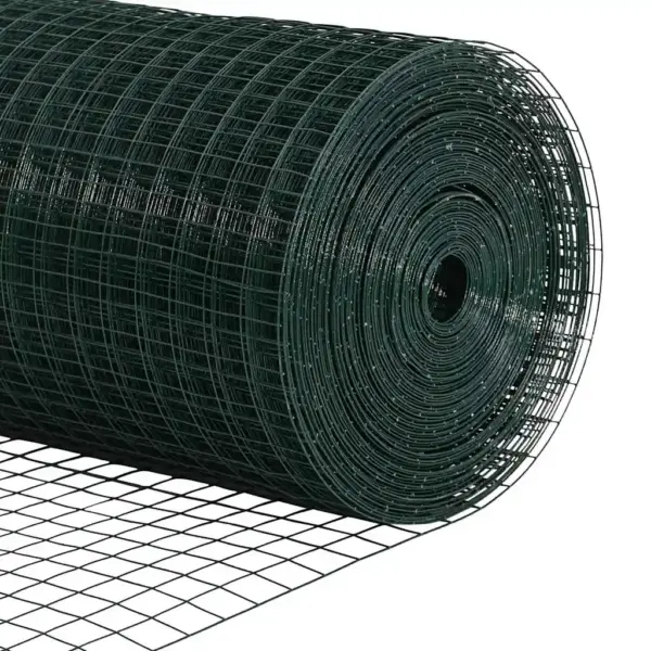 Roheline võrkaiakomplekt postidega, teras ja PVC, 0,4 x 10 m – 9