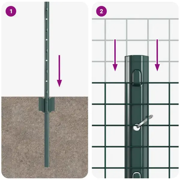 Roheline võrkaiakomplekt postidega, teras ja PVC, 0,4 x 10 m – 10