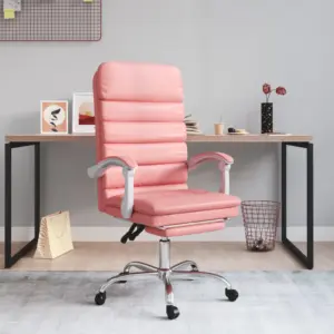 Massaažifunktsiooniga kontoritool jalatoega, roosa kunstnahk