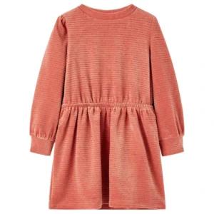 Pikkade varrukatega A-lõikeline laste kleit sädelevate triipudega, roosa, suurus 116