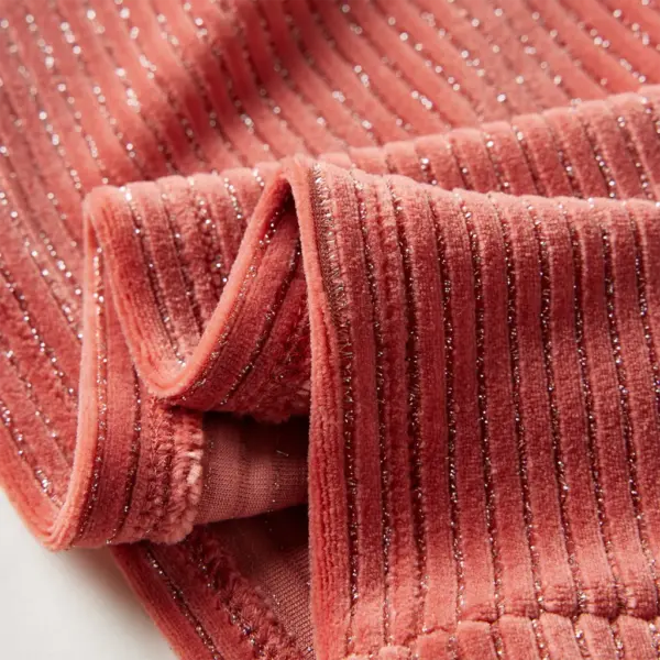 Pikkade varrukatega A-lõikeline laste kleit sädelevate triipudega, roosa, suurus 116 – 6