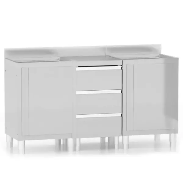 Roostevabast terasest kommertsköögi kapid pritsmekaitse ja reguleeritavate jalgadega, 3 tk – 2