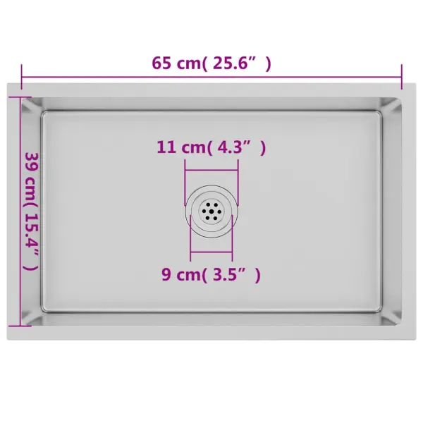 Käsitsi valmistatud köögivalamu, harjatud roostevabast terasest, hõbedane, X-flume kiire äravooluga, 70 x 44 x 20 cm – 11