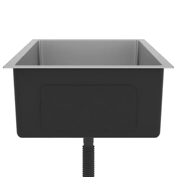 Käsitsi valmistatud köögivalamu, harjatud roostevabast terasest, hõbedane, X-flume kiire äravooluga, 70 x 44 x 20 cm – 6