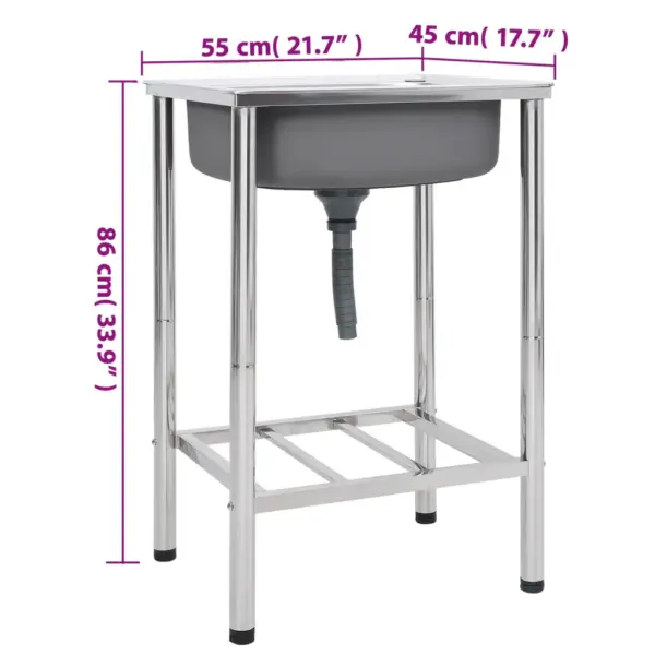 Matkavalamu kraaniga, sügav ühe-kausiline roostevabast terasest valamu raamiga, 55 x 45 x 18 cm – 7