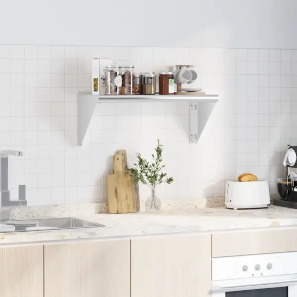 Hõbedane roostevabast terasest seinariiul, 75 x 30 x 31 cm, kandevõime 50 kg – 3