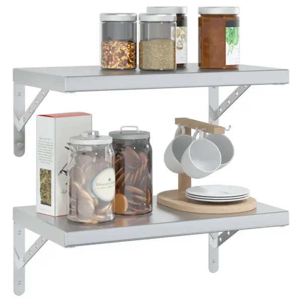 Roostevabast terasest seinariiulid, 2 tk, hõbedane, 50 x 30 x 3 cm, kandevõime 50 kg – 4