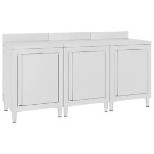 Roostevabast terasest töölaud 3 kapiga, hõbedane, 180 x 60 x 96 cm