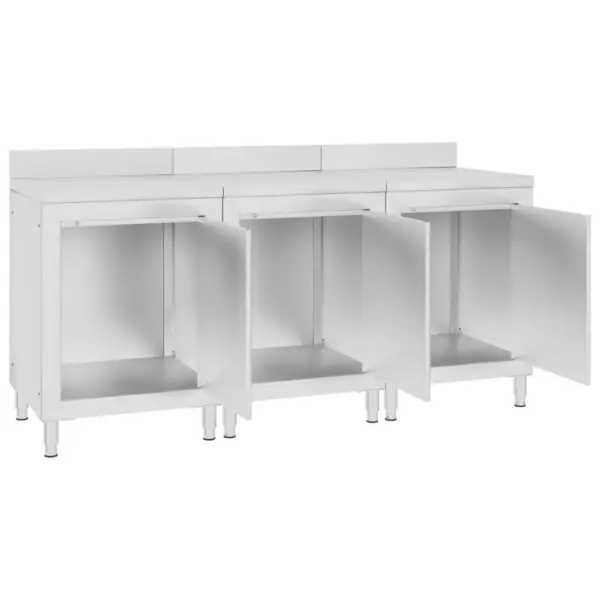 Roostevabast terasest töölaud 3 kapiga, hõbedane, 180 x 60 x 96 cm – 2