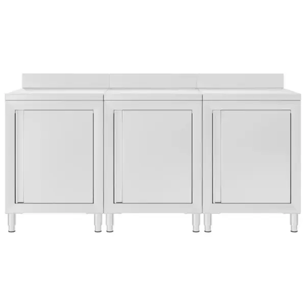 Roostevabast terasest töölaud 3 kapiga, hõbedane, 180 x 60 x 96 cm – 3