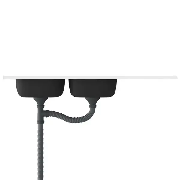 Kahe kraanikausi ja äravoolualaga roostevabast terasest köögivalamu, hõbedane, 1200 x 600 mm – 6