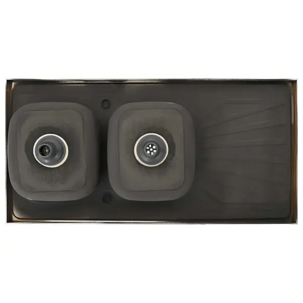 Kahe kraanikausi ja äravoolualaga roostevabast terasest köögivalamu, hõbedane, 1200 x 600 mm – 9