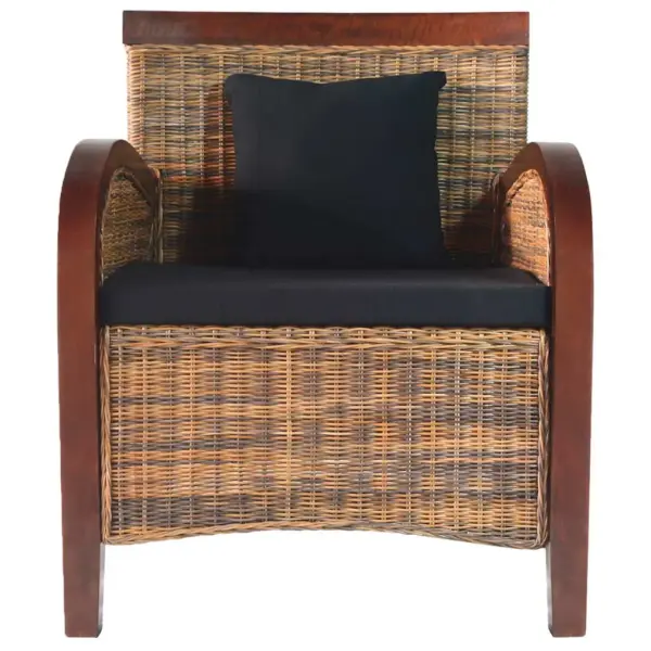 Tugitool käsitsi kootud ehtsast rotangist ja mangopuidust raamiga, pruun, 67 x 70 x 80 cm – 2