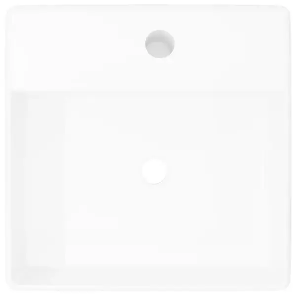 Ruudukujuline keraamiline kraanikauss ülevoolukaitsega, valge, 41 x 41 cm – 3