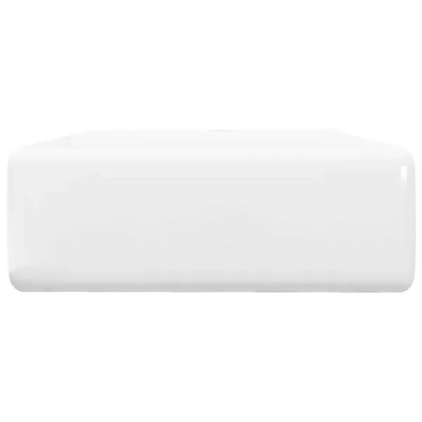 Ruudukujuline keraamiline kraanikauss ülevoolukaitsega, valge, 41 x 41 cm – 5