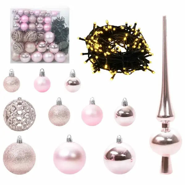 Sale LED-jõulupuu kaunistuste ja alusega, roheline, 180 cm, PVC ja männipuit – 5