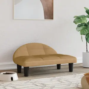 Sametist koeravoodi männipuidust raamiga, pruun, 70 x 52 x 30 cm