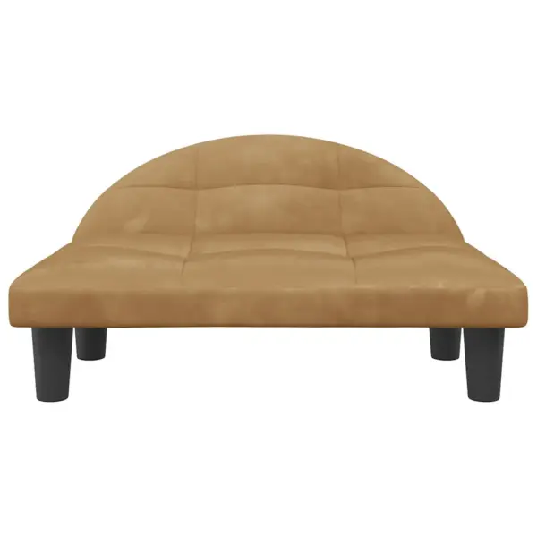 Sametist koeravoodi männipuidust raamiga, pruun, 70 x 52 x 30 cm – 3