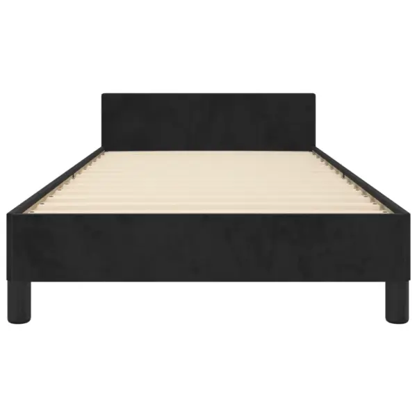 Ühe inimese sametist voodiraam reguleeritava peatsiga, must, 90 x 190 cm – 6