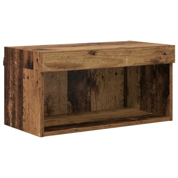 Seinale kinnitatav TV-kappide komplekt LED-ribadega, 8 osa, vana puidu toonis klaasriiulitega – 7