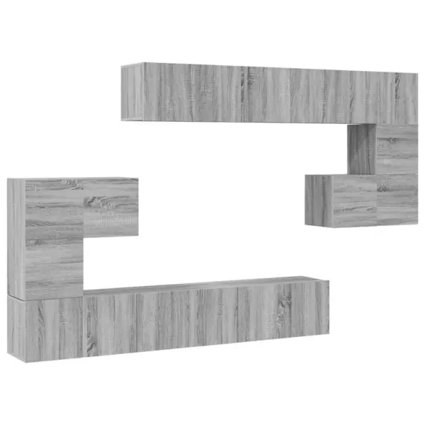 Seinale kinnitatav 10-osaline telerikappide komplekt, hall Sonoma tamm, tehispuit - 2