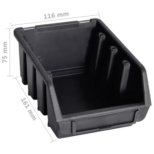 Seinale kinnitatav 32-osaline hoiukastide komplekt seinapaneelidega, must ja punane plast – 8