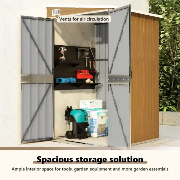 Seinale kinnitatav aiakuur, pruun puiduvälimusega tsingitud teras, 118 x 100 x 178 cm – 9