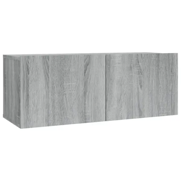 Seinale kinnitatav 2-osaline telerikappide komplekt, hall Sonoma tamm, tehispuit, 60 x 30 x 30 cm ja 80 x 30 x 30 cm – 5