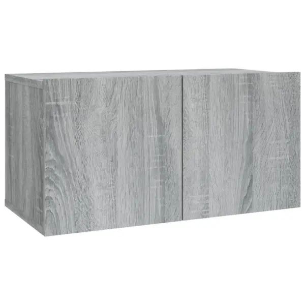Seinale kinnitatav 2-osaline telerikappide komplekt, hall Sonoma tamm, tehispuit, 60 x 30 x 30 cm ja 80 x 30 x 30 cm – 6