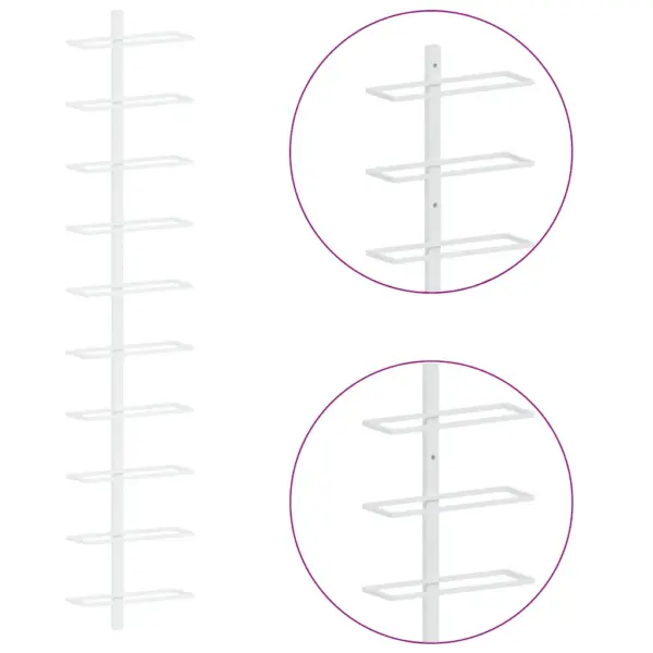 Seinale kinnitatav metallist veiniriiul, 10 pudelile, 2 tk, valge, 24 x 9 x 120 cm – 9