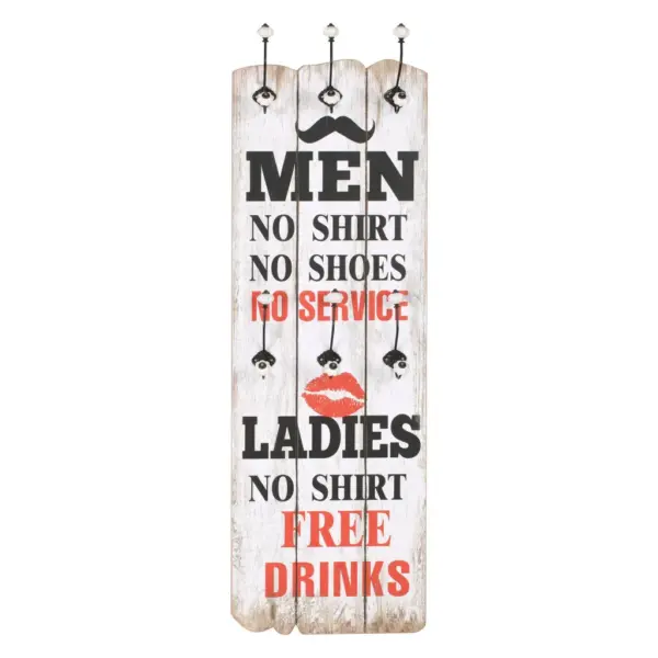 Vanaaegse trükiga seinale kinnitatav riidenagi 6 konksuga, mitmevärviline, 40 x 120 cm – 2