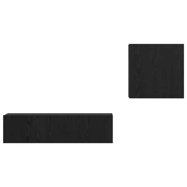 Seinale kinnitatav telerikappide komplekt, must tamm, tehispuit, 120 x 30 x 30 cm – 7