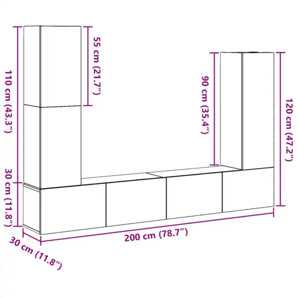 Seinale kinnitatav TV-kapikomplekt, 6-osaline, musta tamme toonis tehispuit – 12